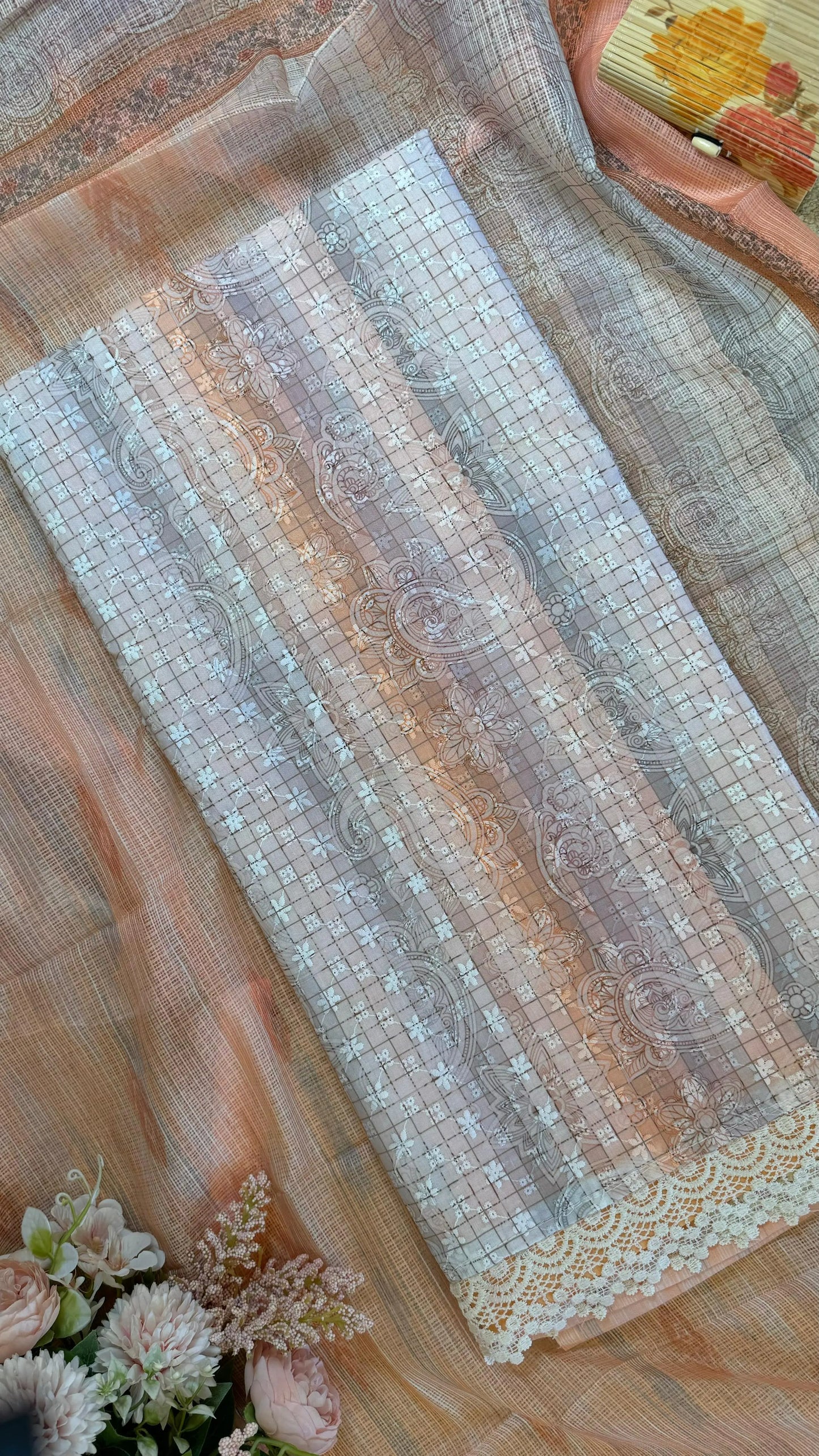 Women Pure Cotton Chikankari Suit Dress Material