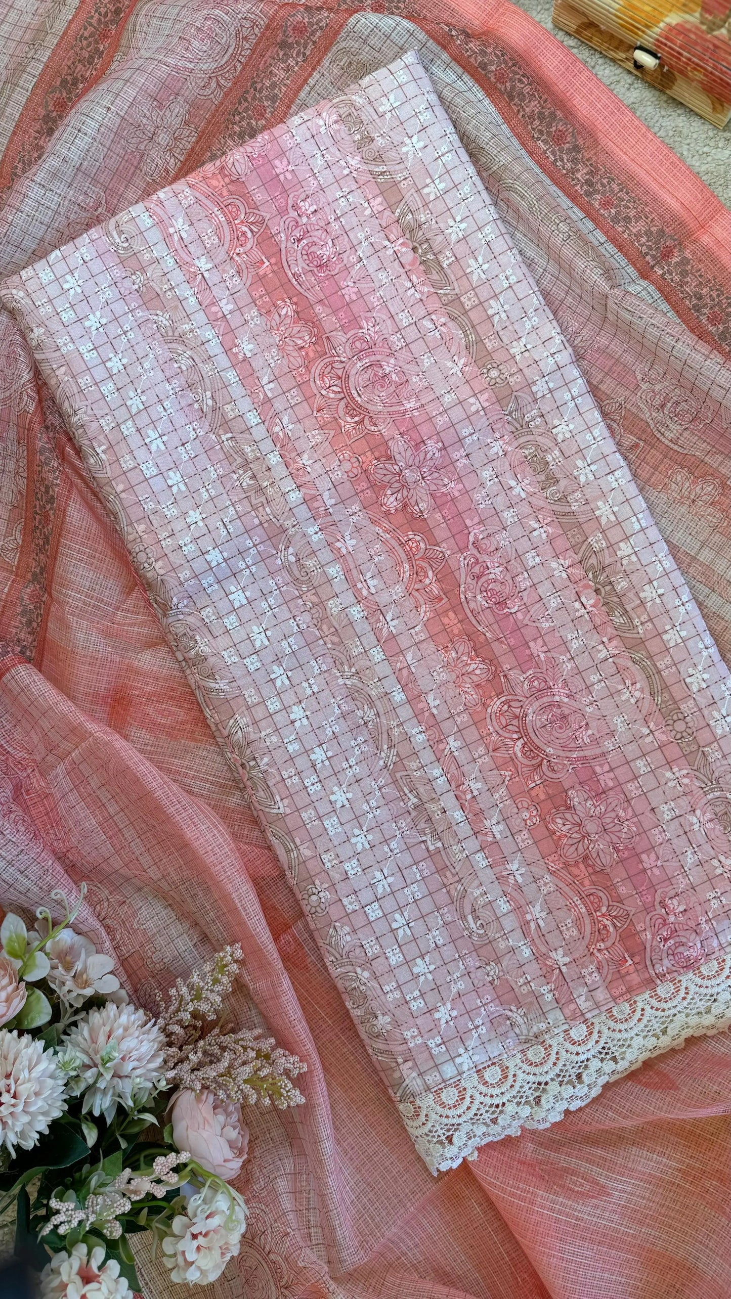 Women Pure Cotton Chikankari Suit Dress Material