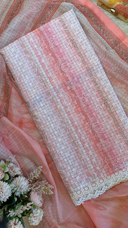 Women Pure Cotton Chikankari Suit Dress Material