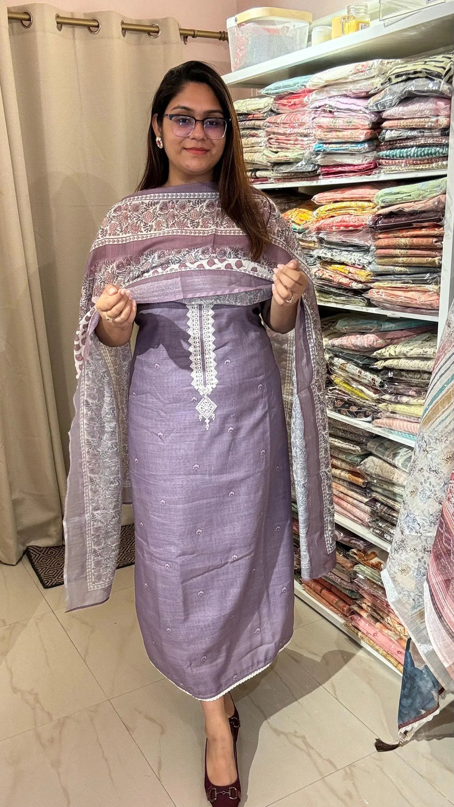 Women Linen Digital Print Suit Dress Material