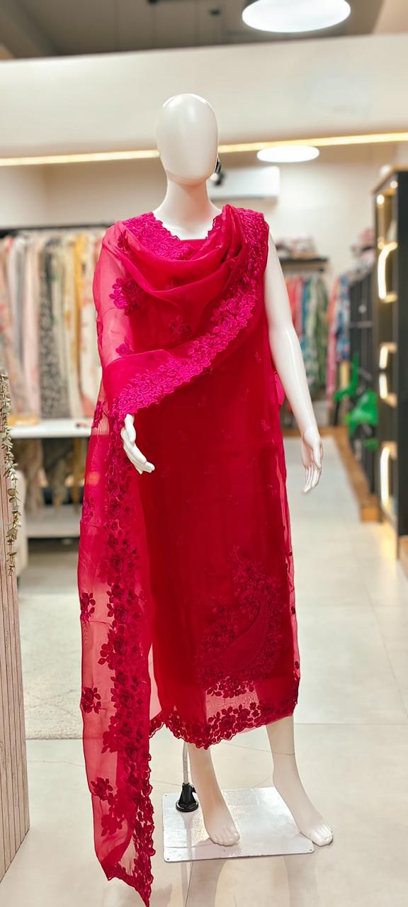 Premium Organza Silk Resham threads Embroidered Suit for Wedding  & Festive Occasions Reyshaa