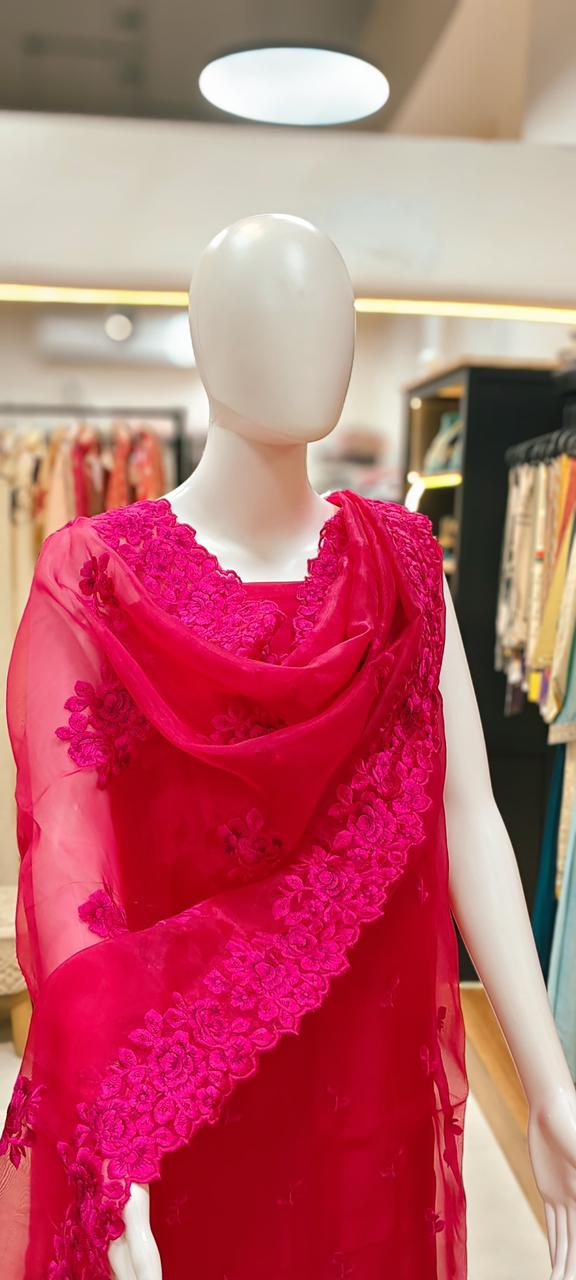 Premium Organza Silk Resham threads Embroidered Suit for Wedding  & Festive Occasions Reyshaa