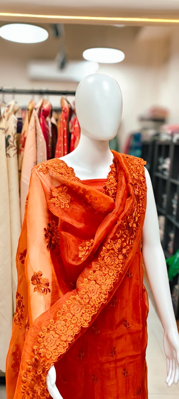 Premium Organza Silk Resham threads Embroidered Suit for Wedding  & Festive Occasions Reyshaa