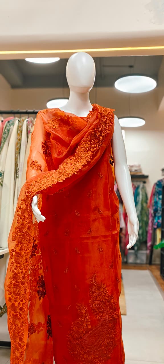 Premium Organza Silk Resham threads Embroidered Suit for Wedding  & Festive Occasions Reyshaa