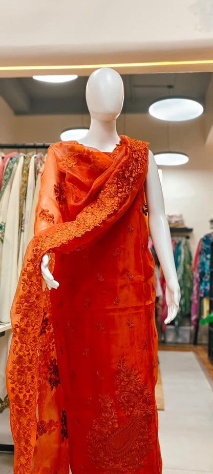 Premium Organza Silk Resham threads Embroidered Suit for Wedding  & Festive Occasions Reyshaa