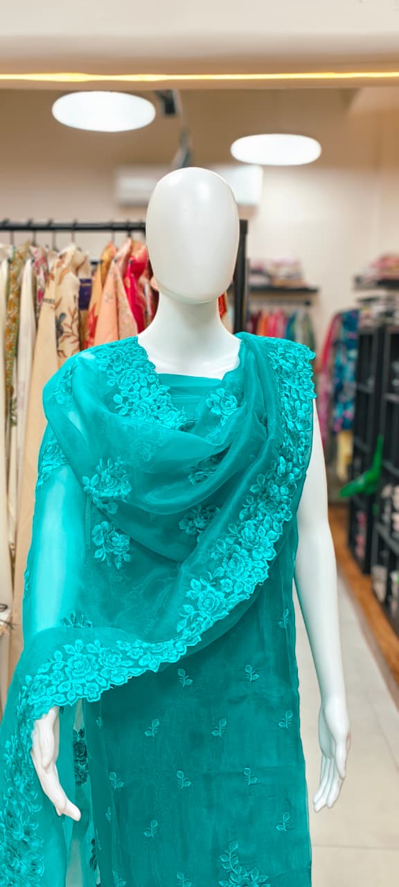 Premium Organza Silk Resham threads Embroidered Suit for Wedding  & Festive Occasions Reyshaa