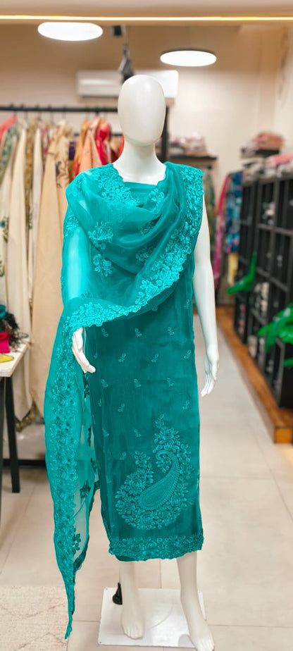 Premium Organza Silk Resham threads Embroidered Suit for Wedding  & Festive Occasions Reyshaa