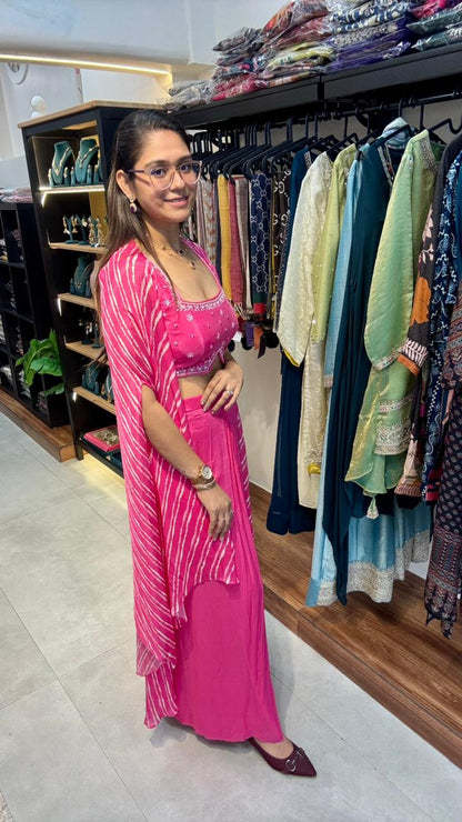 Chiffon drape skirt and Embroidered bustier blouse Indo Western Reyshaa