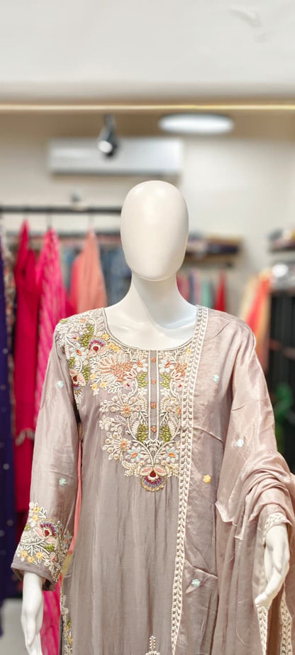 Lavender Embroidered Pakistani sharara set Reyshaa