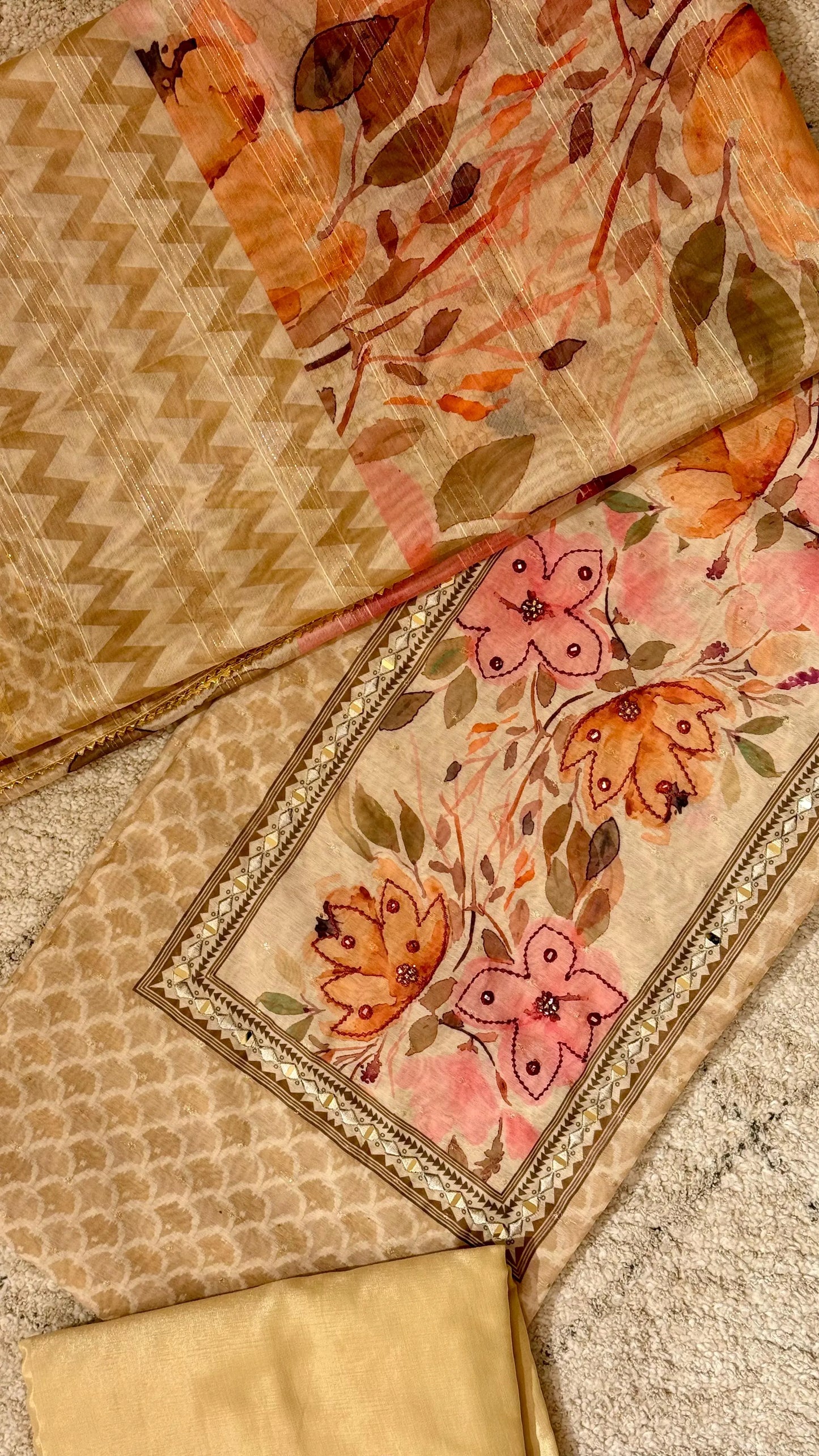 Women Organza Silk Suit Set Dress Material