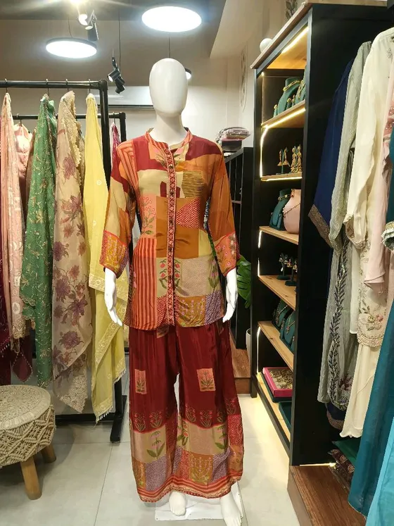 Maroon Multicolor Printed Palazzo Suit (R0165)