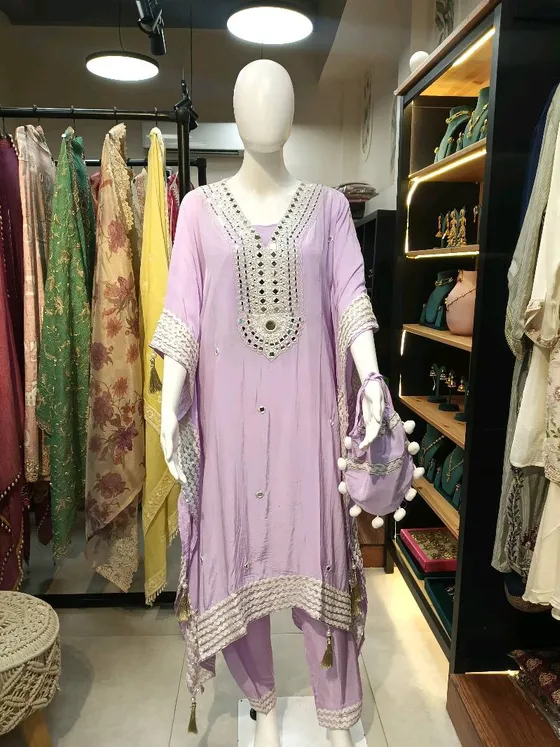 Lavender Mirror Work Kurta Set (R0130)