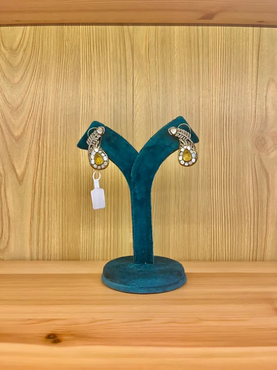 Yellow Stone Polki Drop Earrings
