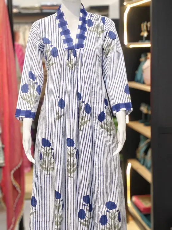 Blue White Printed Palazzo Suit (R273)