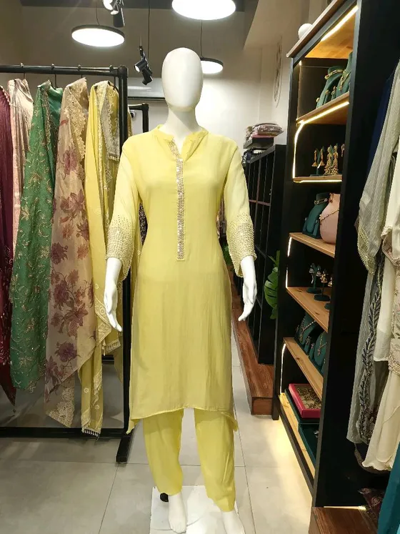 Yellow Embellished Kurta Set (R0126)