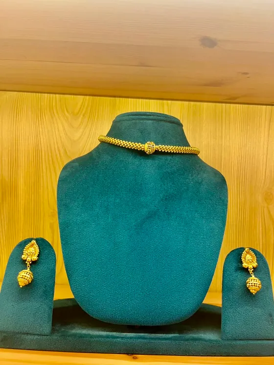 Gold Beaded Traditional Choker Necklace Set